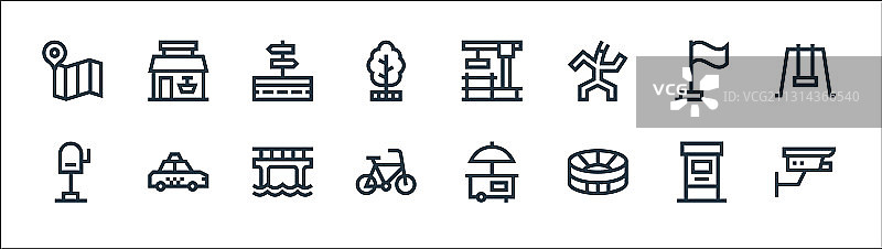 城市生活线性图标质量合集图片素材