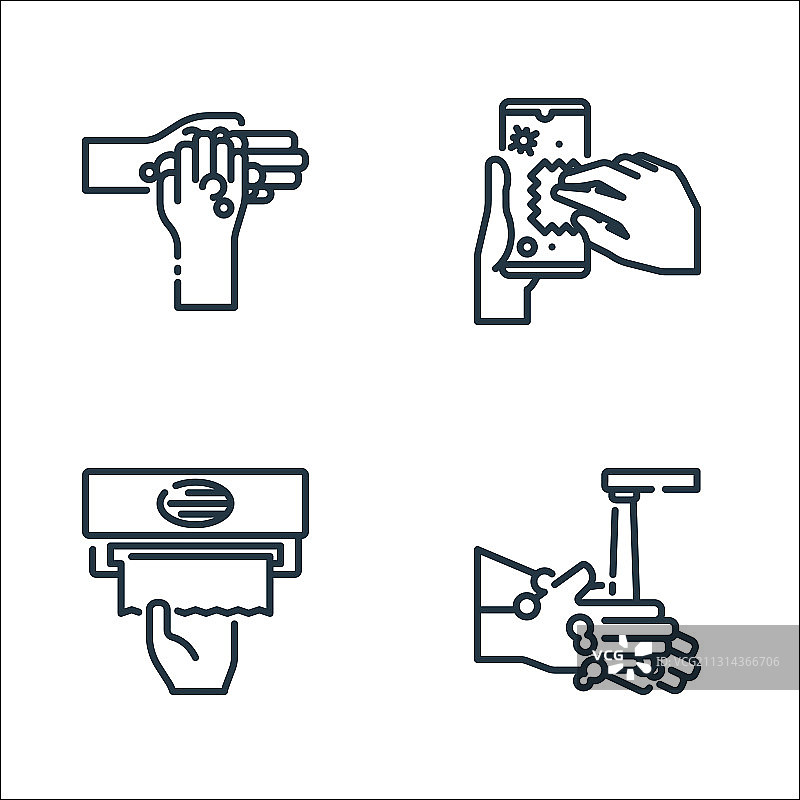 洗手线条图标线性集：优质线条集图片素材