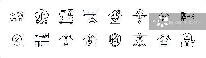 智能家居线性图标集合图片素材