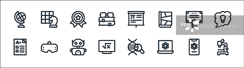 书呆子线性图标集图片素材