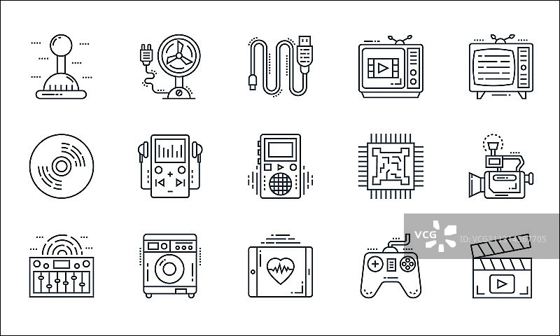 技术设备线图标线性集质量图片素材