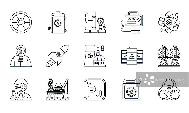 核能线性图标集图片素材