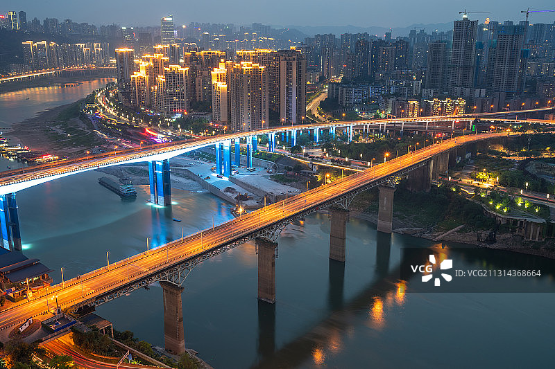 重庆嘉陵江大桥渝澳大桥夜景图片素材