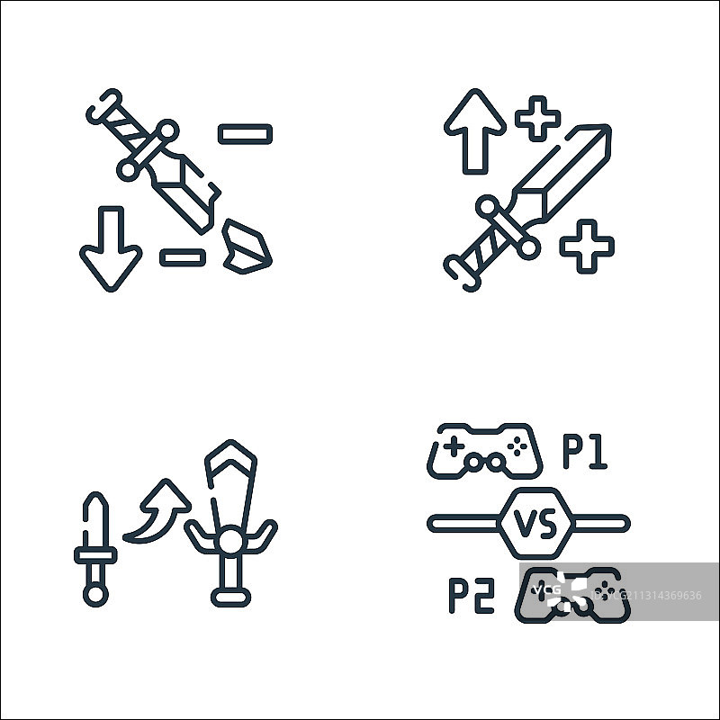 电子游戏线性图标合集图片素材