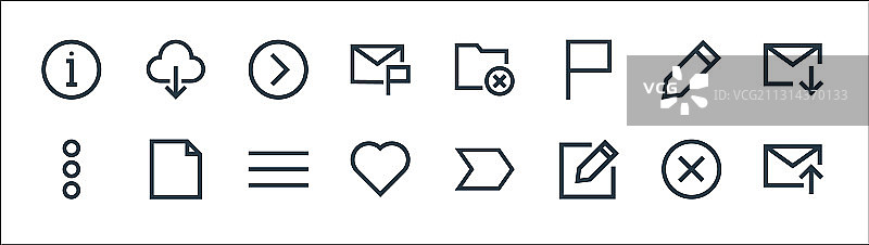 电子邮件线性图标集质量线性集例如图片素材