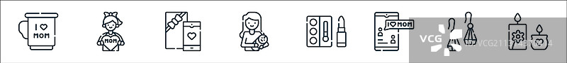 母亲节线性图标集图片素材