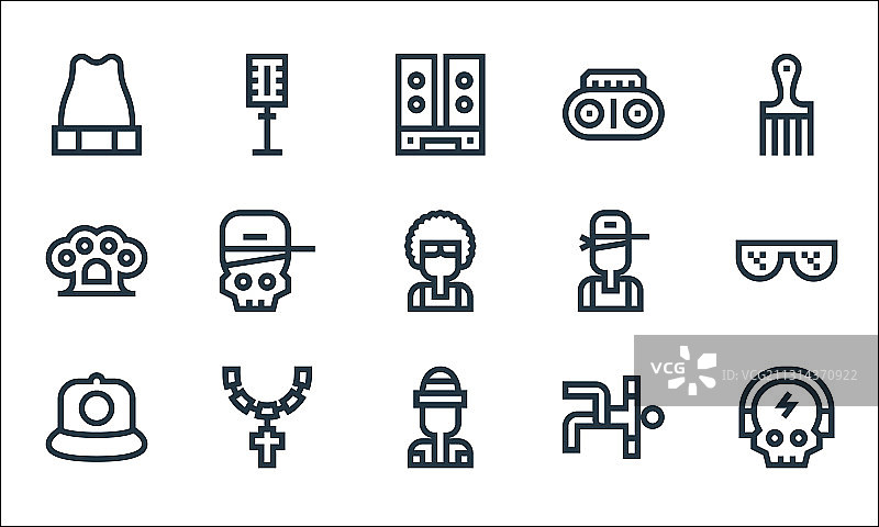 街舞线性图标集图片素材