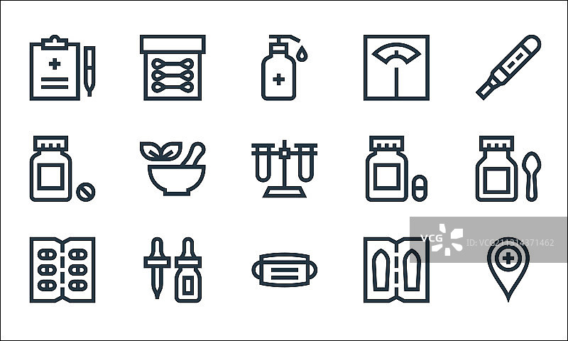 药房线性图标集图片素材