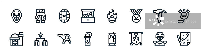 冰球线性图标合集图片素材