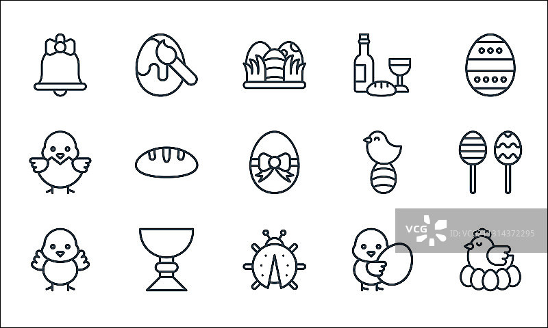 复活节线性图标合集图片素材