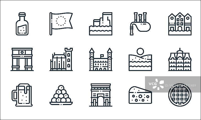 欧洲线性图标合集图片素材