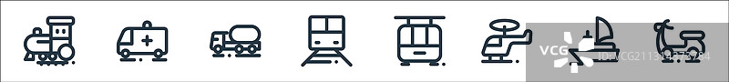 车辆线性图标合集图片素材