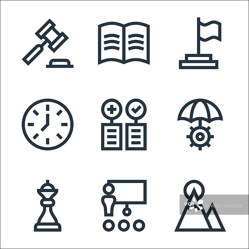 管理线性图标集图片素材