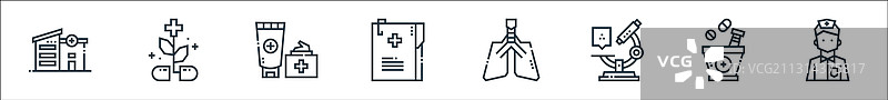 医疗服务线性图标集图片素材
