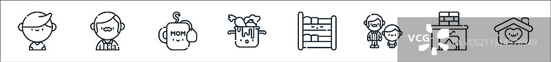 家庭线条图标线性集合质量线条集合图片素材