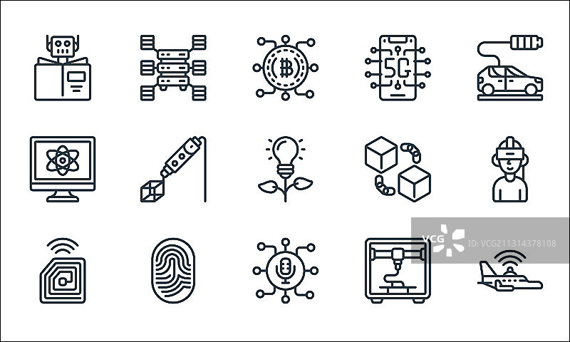 新兴技术线性图标集图片素材