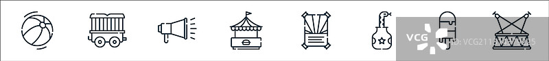 马戏团线图标线性集质量线集图片素材