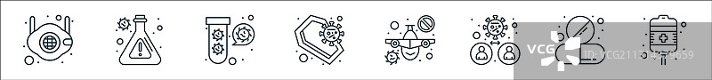 病毒传播线图标线性集质量图片素材