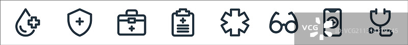 医疗用品线性图标集图片素材