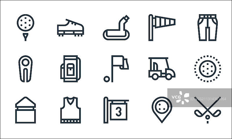 高尔夫线性图标合集图片素材