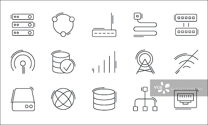 网络与数据库线性图标集图片素材