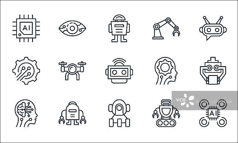 机器人线性图标质量线性组合图片素材
