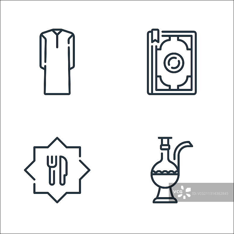 斋月线图标线性集质量线集图片素材