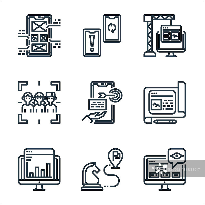 用户体验线性图标集图片素材