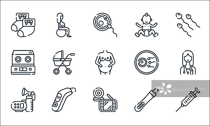 产假线性图标集图片素材