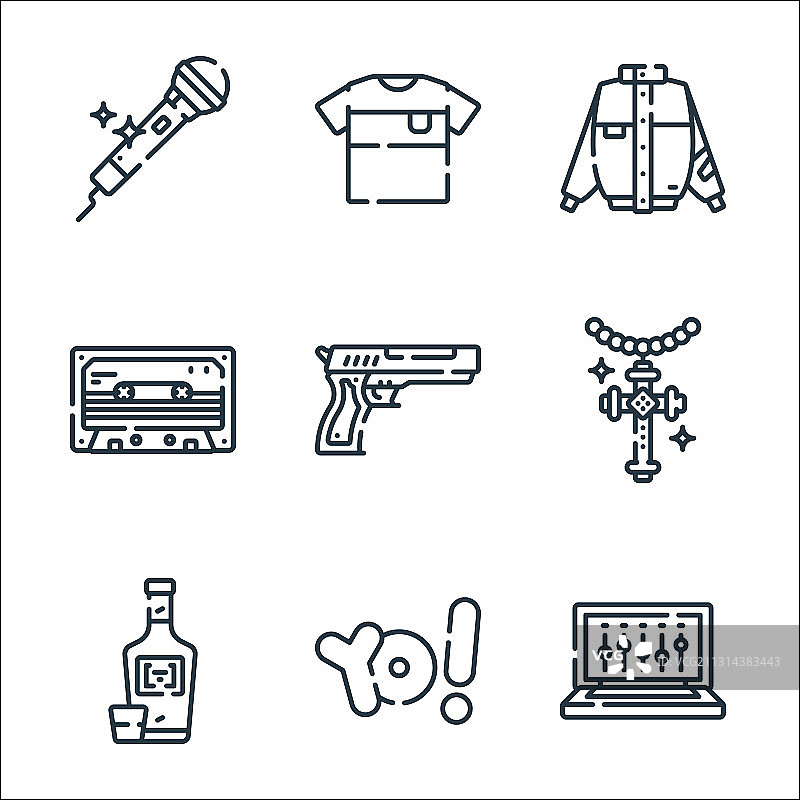 街舞线性图标集图片素材