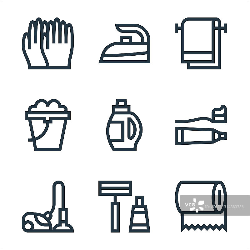 清洁线图标线性集质量线集图片素材