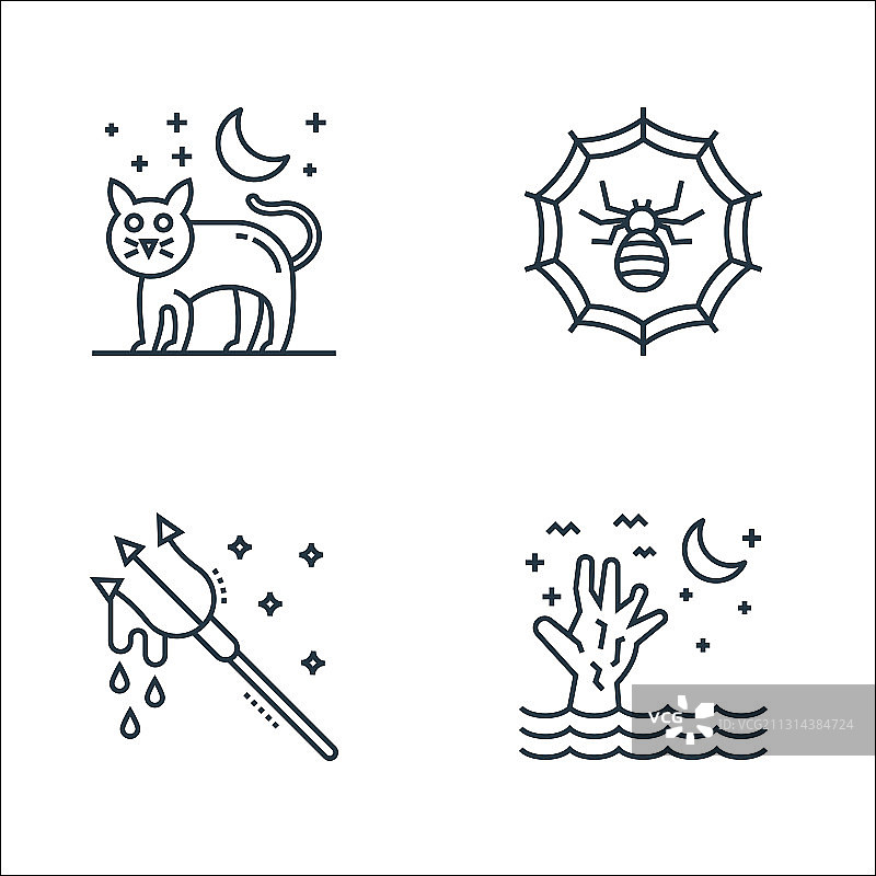 怪诞万圣节线性图标合集图片素材