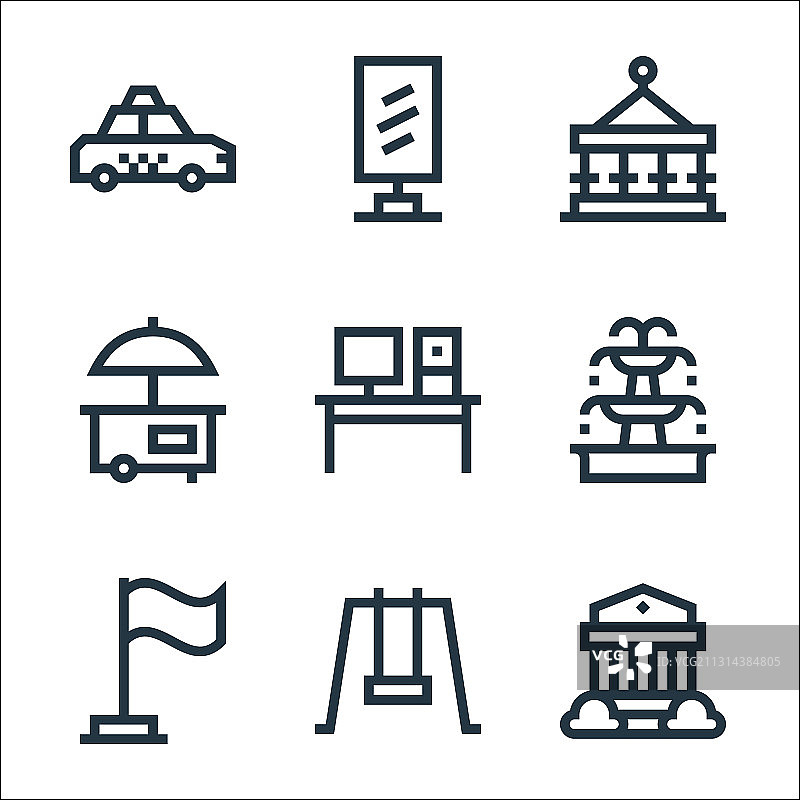 城市生活线性图标质量合集图片素材