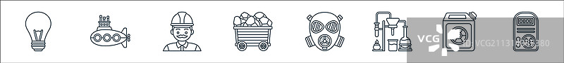 核能线性图标集图片素材