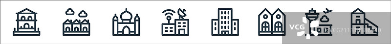 城市建筑线性图标集图片素材