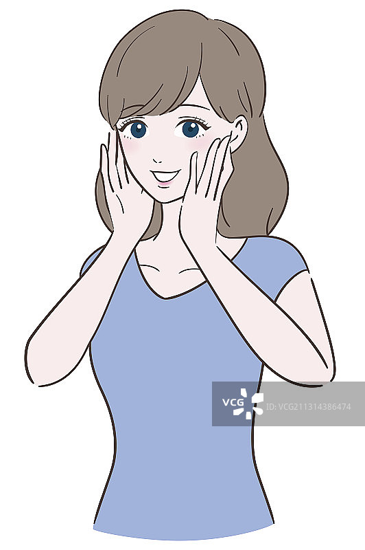 微笑的中长发女人图片素材