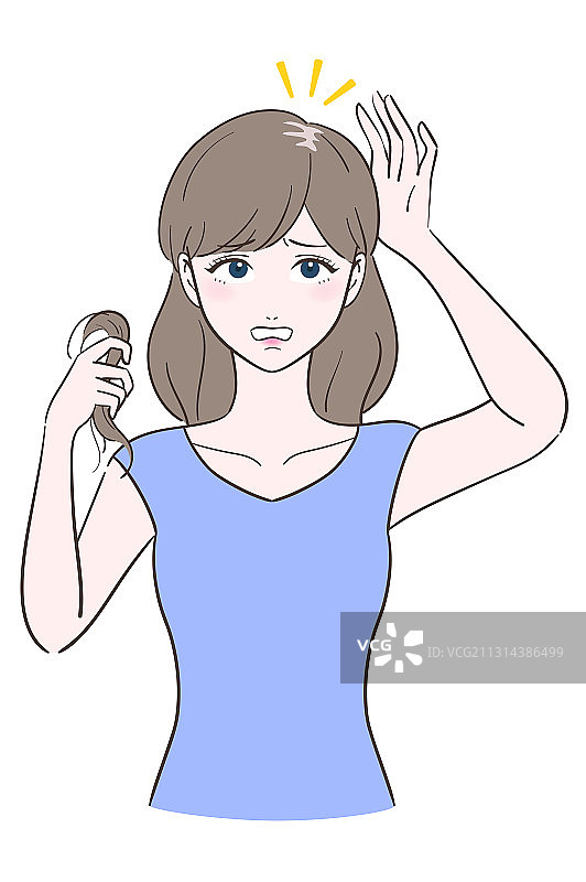 烦恼落发的中长发女人图片素材