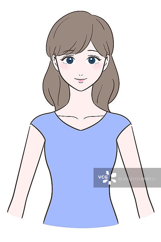 微笑的中长发女人图片素材