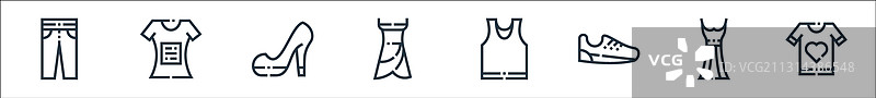 服装和服饰线性图标集图片素材