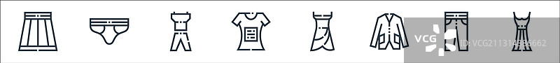 服装和服饰线性图标集图片素材