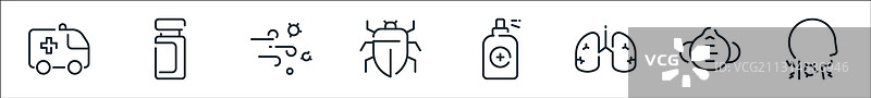 病毒传播线图标线性集质量图片素材