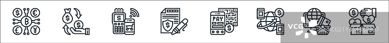 支付元素线性图标集图片素材