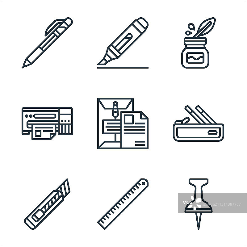 文具线条图标线性集品质线条集图片素材