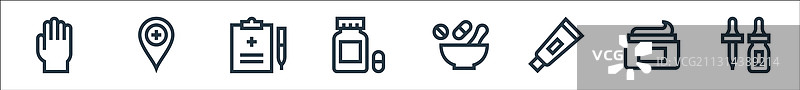 药房线性图标集图片素材
