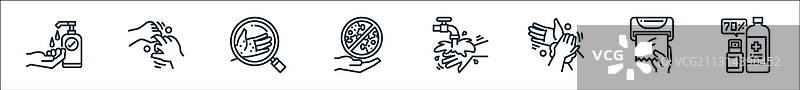 洗手线性图标线性集质量线图片素材