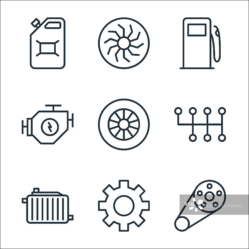 汽车零件线性图标集图片素材