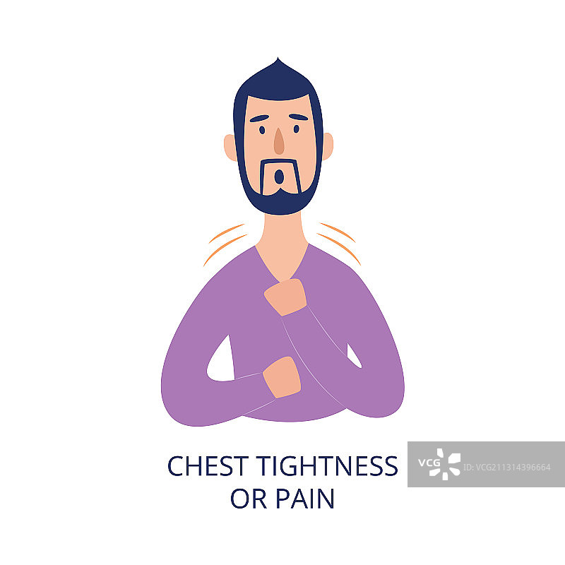 男人捂着胸口，感到疼痛或紧绷图片素材