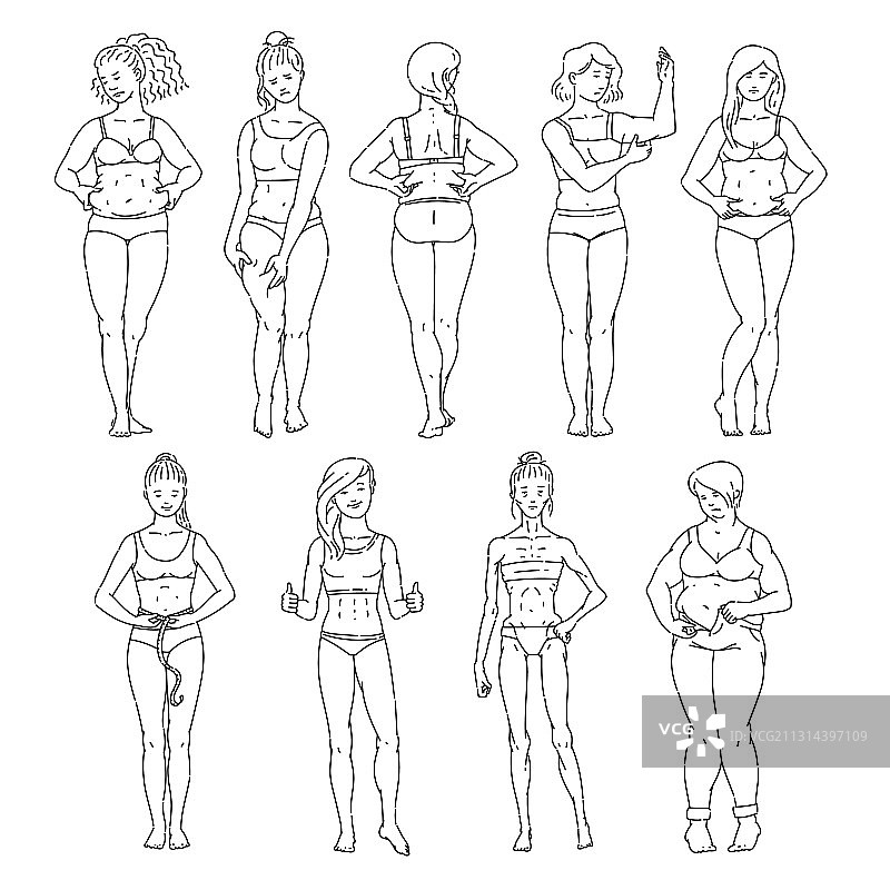 不同体型和体重的女性图片素材