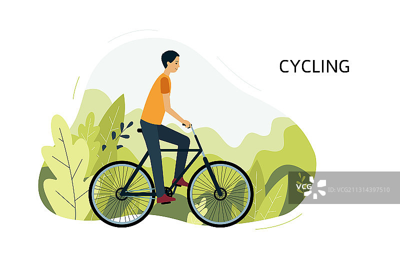 户外骑自行车的运动员图片素材