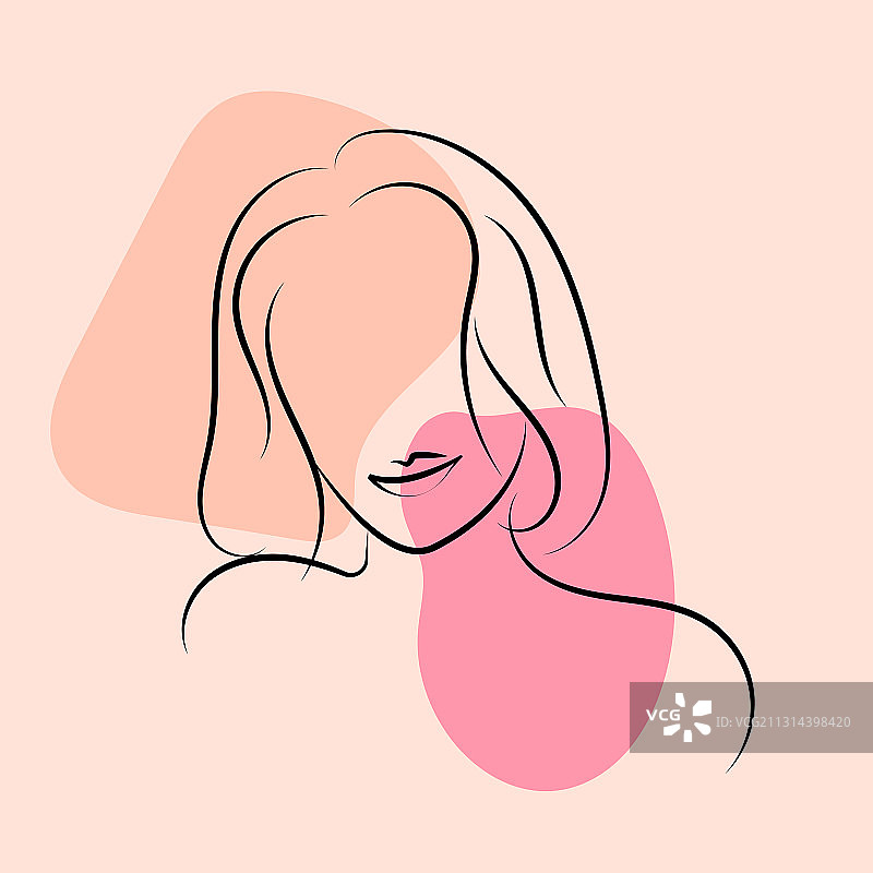 柔和的粉彩色调优雅线条艺术风格的女人图片素材